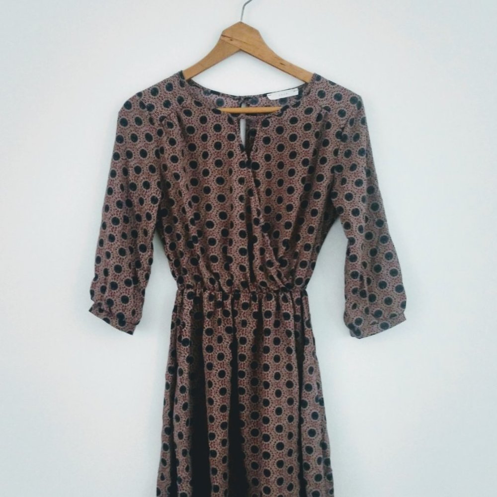Lush Faux Wrap Printed Dress